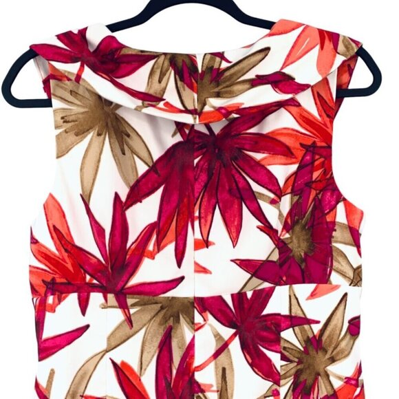 Dress Barn Dress Womens 12 White Pink Floral Wedding Vacation Formal Modest - Picture 5 of 9